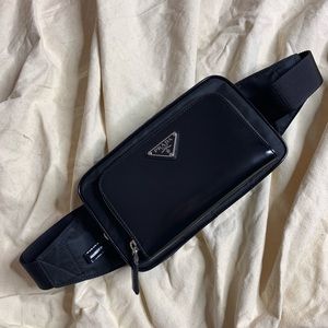 Prada Re-Nylon and brushed leather belt bag Fanny pack cross body UniSex